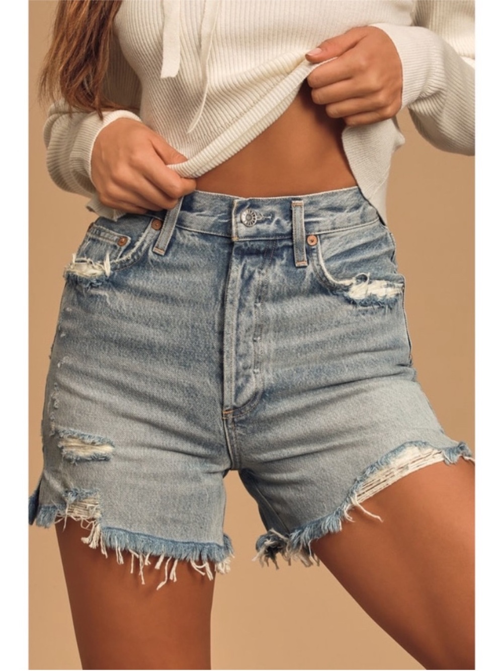 AGOLDE Dee ultra high-rise cut off shorts